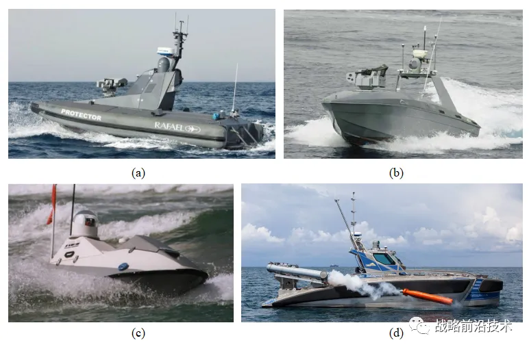 图3-10 以色列无人艇：(a)保护者，(b)银色马林鱼，(c)黄貂鱼，(d)海鸥